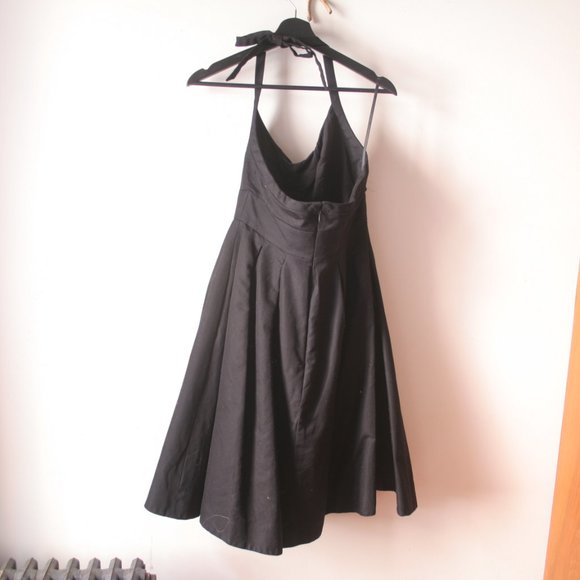 J. Crew Lydia Black 50s Style Halter Flare Dress with Pockets 100% cotton - 6 - Picture 2 of 7